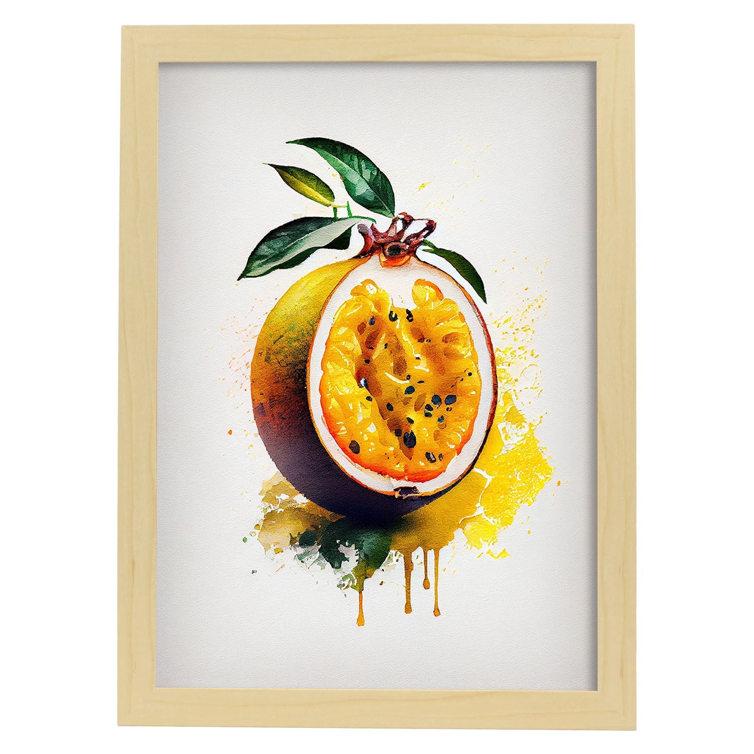 Nacnic minimalist Passionfruit_2. Aesthetic Wall Art Prints for Bedroom or Living Room Design.-Artwork-Nacnic-A4-Marco Madera Clara-Nacnic Estudio SL