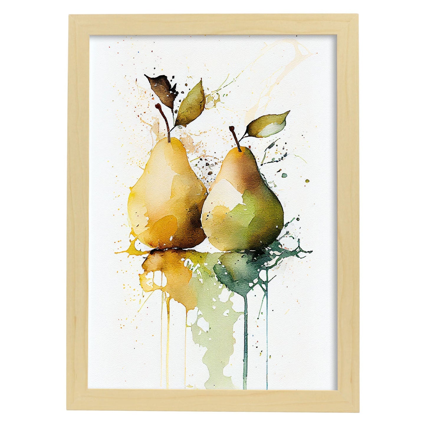 Nacnic minimalist Pears. Aesthetic Wall Art Prints for Bedroom or Living Room Design.-Artwork-Nacnic-A4-Marco Madera Clara-Nacnic Estudio SL