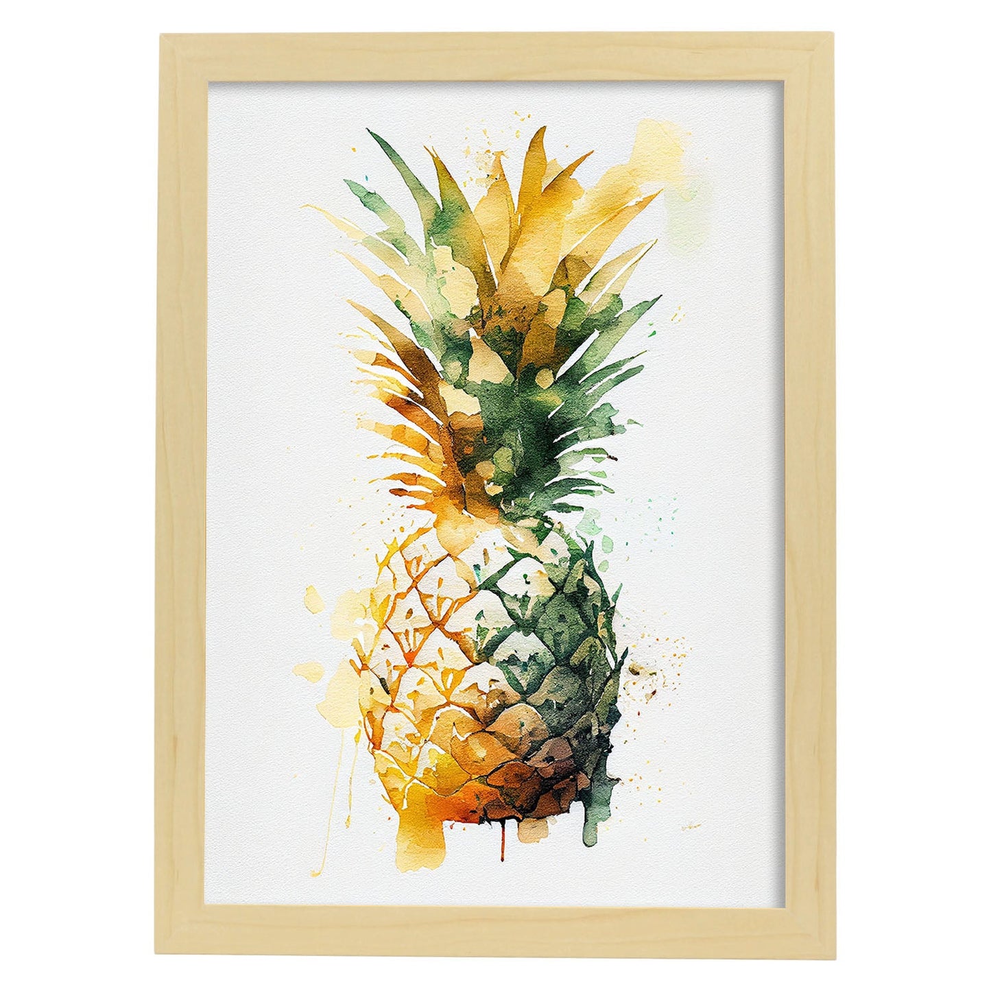 Nacnic minimalist Pineapple_2. Aesthetic Wall Art Prints for Bedroom or Living Room Design.-Artwork-Nacnic-A4-Marco Madera Clara-Nacnic Estudio SL