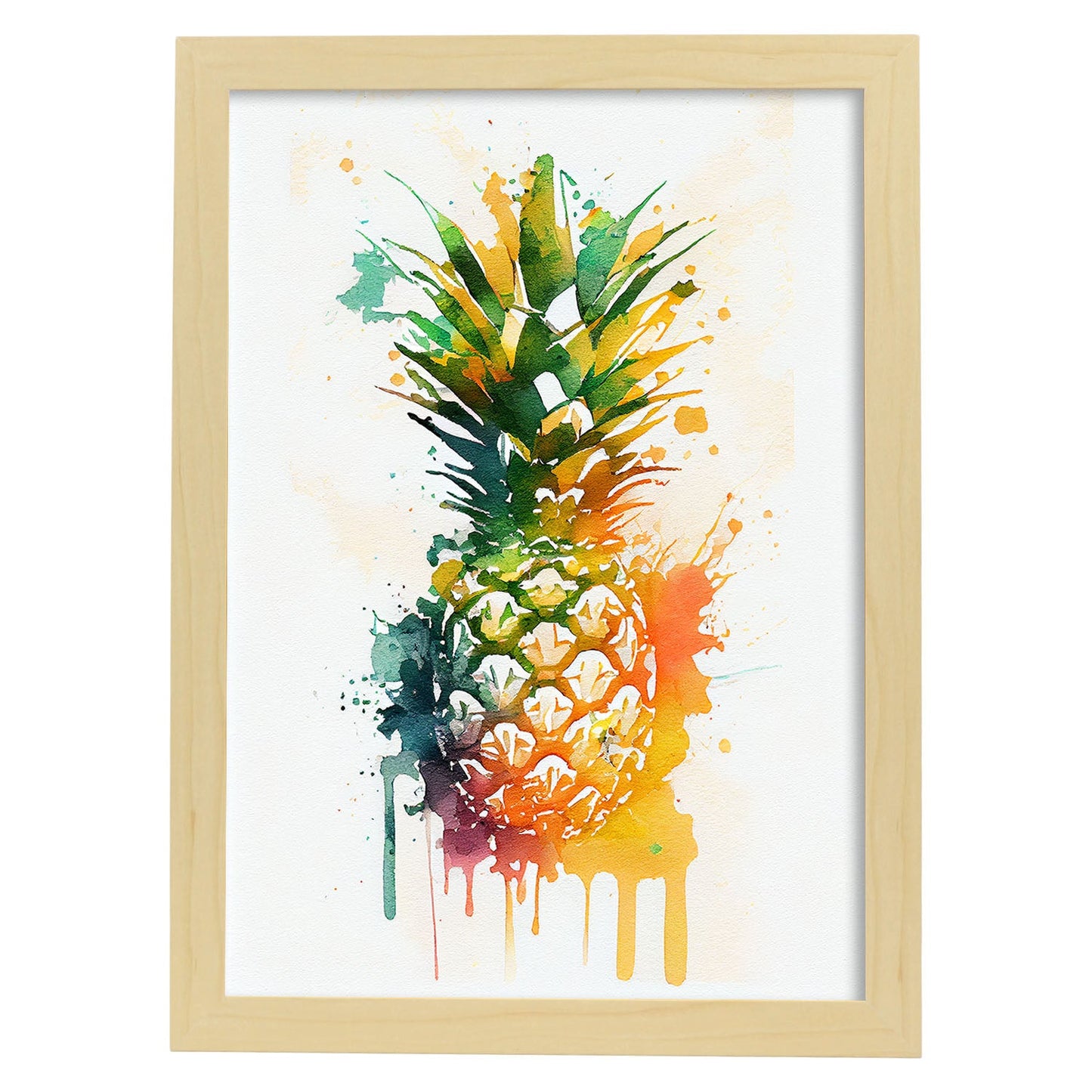 Nacnic minimalist Pineapple_3. Aesthetic Wall Art Prints for Bedroom or Living Room Design.-Artwork-Nacnic-A4-Marco Madera Clara-Nacnic Estudio SL