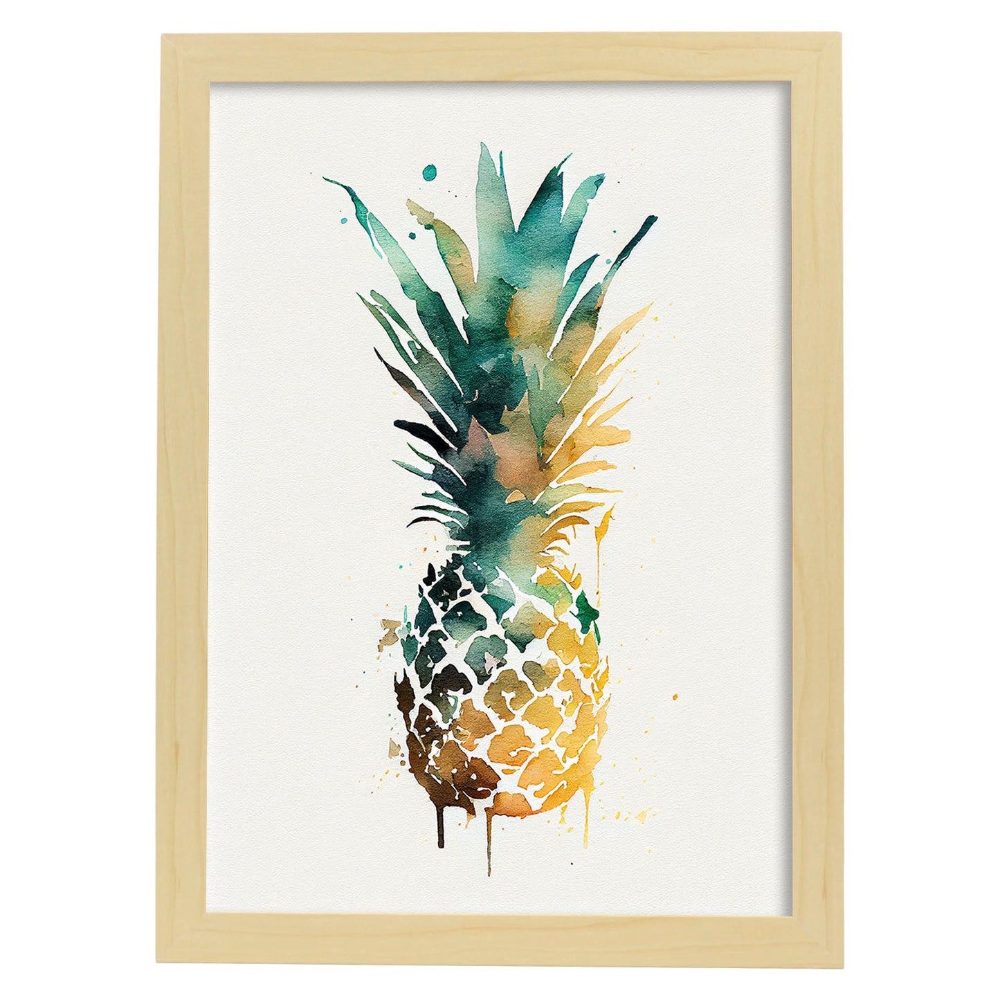 Nacnic minimalist Pineapple_5. Aesthetic Wall Art Prints for Bedroom or Living Room Design.-Artwork-Nacnic-A4-Marco Madera Clara-Nacnic Estudio SL