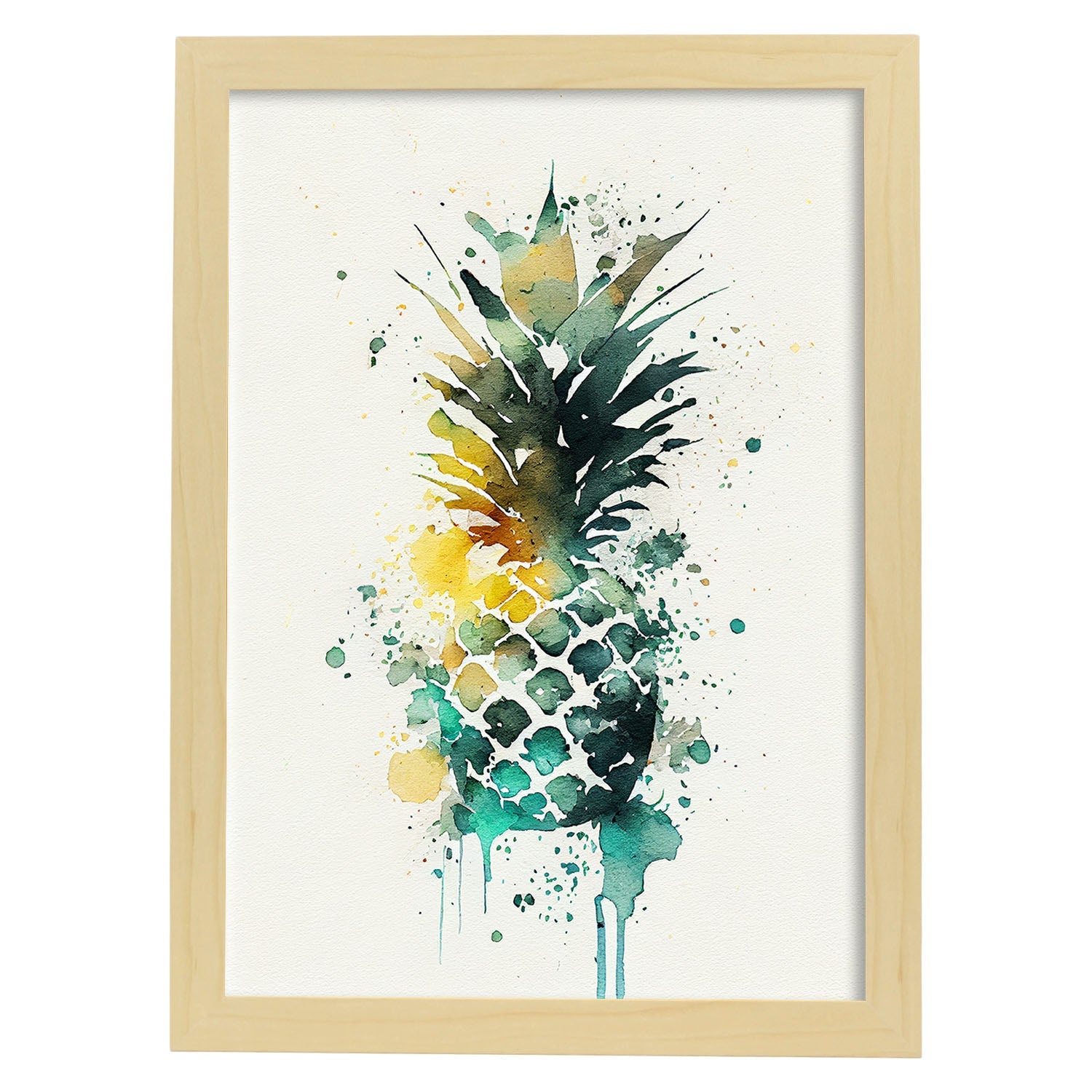 Nacnic minimalist Pineapple_6. Aesthetic Wall Art Prints for Bedroom or Living Room Design.-Artwork-Nacnic-A4-Marco Madera Clara-Nacnic Estudio SL
