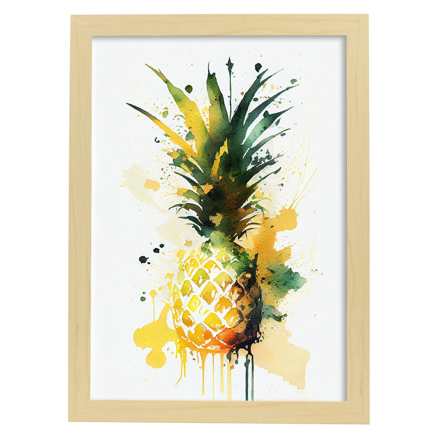Nacnic minimalist Pineapple_7. Aesthetic Wall Art Prints for Bedroom or Living Room Design.-Artwork-Nacnic-A4-Marco Madera Clara-Nacnic Estudio SL