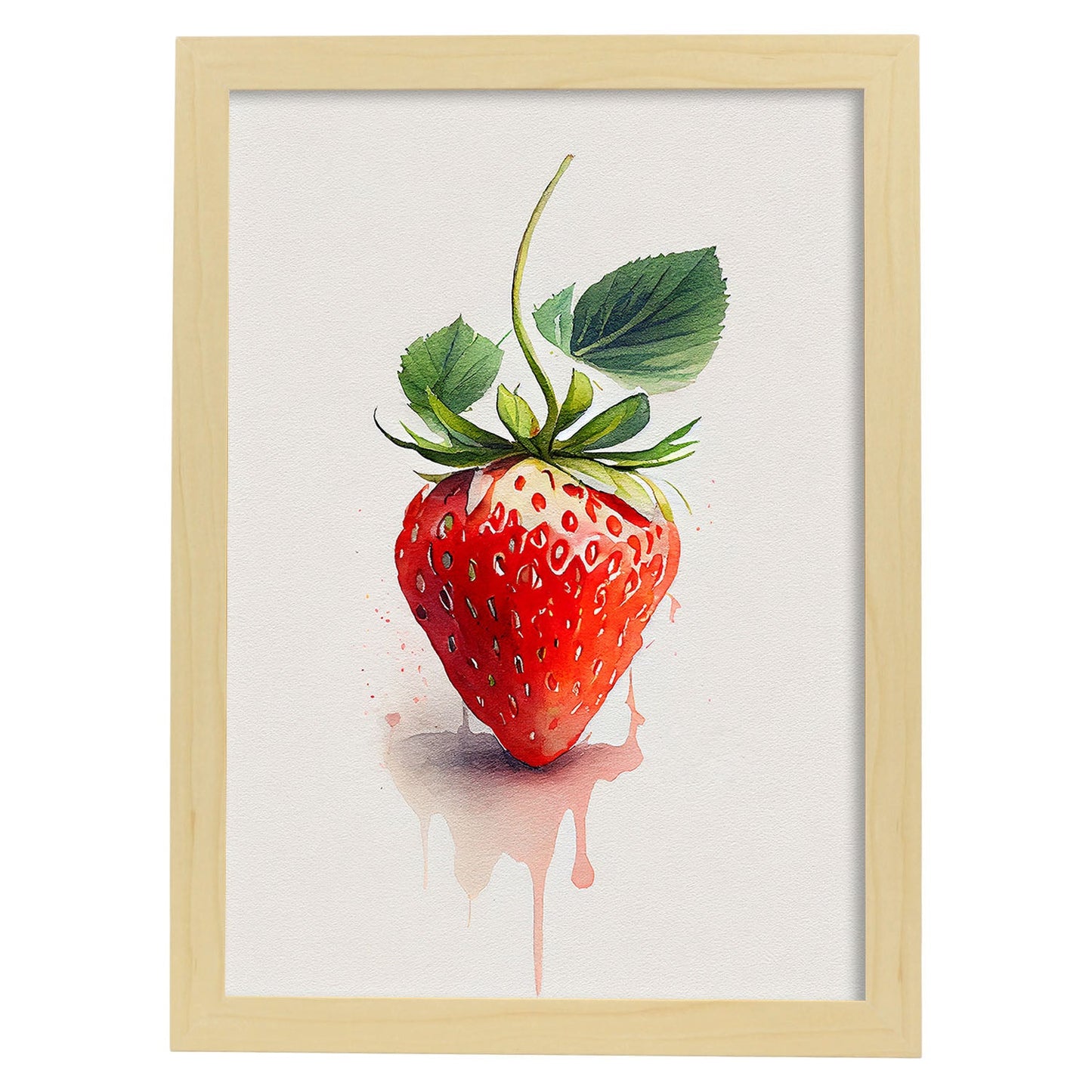 Nacnic minimalist Strawberry_1. Aesthetic Wall Art Prints for Bedroom or Living Room Design.-Artwork-Nacnic-A4-Marco Madera Clara-Nacnic Estudio SL