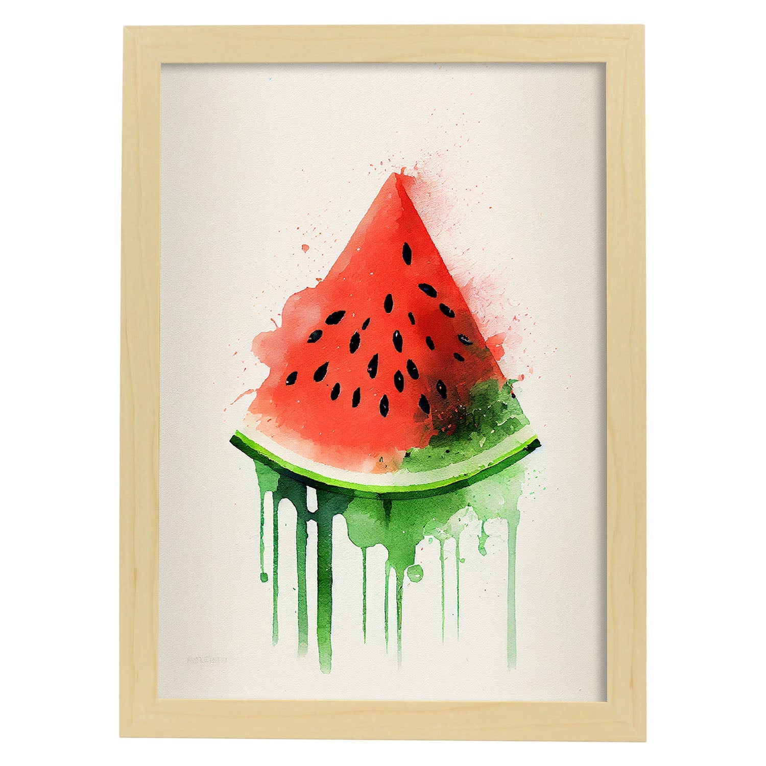Nacnic minimalist Watermelon_1. Aesthetic Wall Art Prints for Bedroom or Living Room Design.-Artwork-Nacnic-A4-Marco Madera Clara-Nacnic Estudio SL