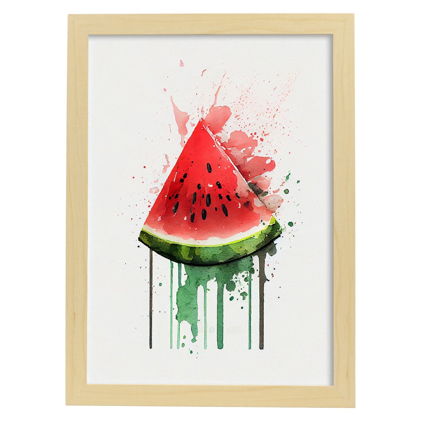 Nacnic minimalist Watermelon_2. Aesthetic Wall Art Prints for Bedroom or Living Room Design.-Artwork-Nacnic-A4-Marco Madera Clara-Nacnic Estudio SL