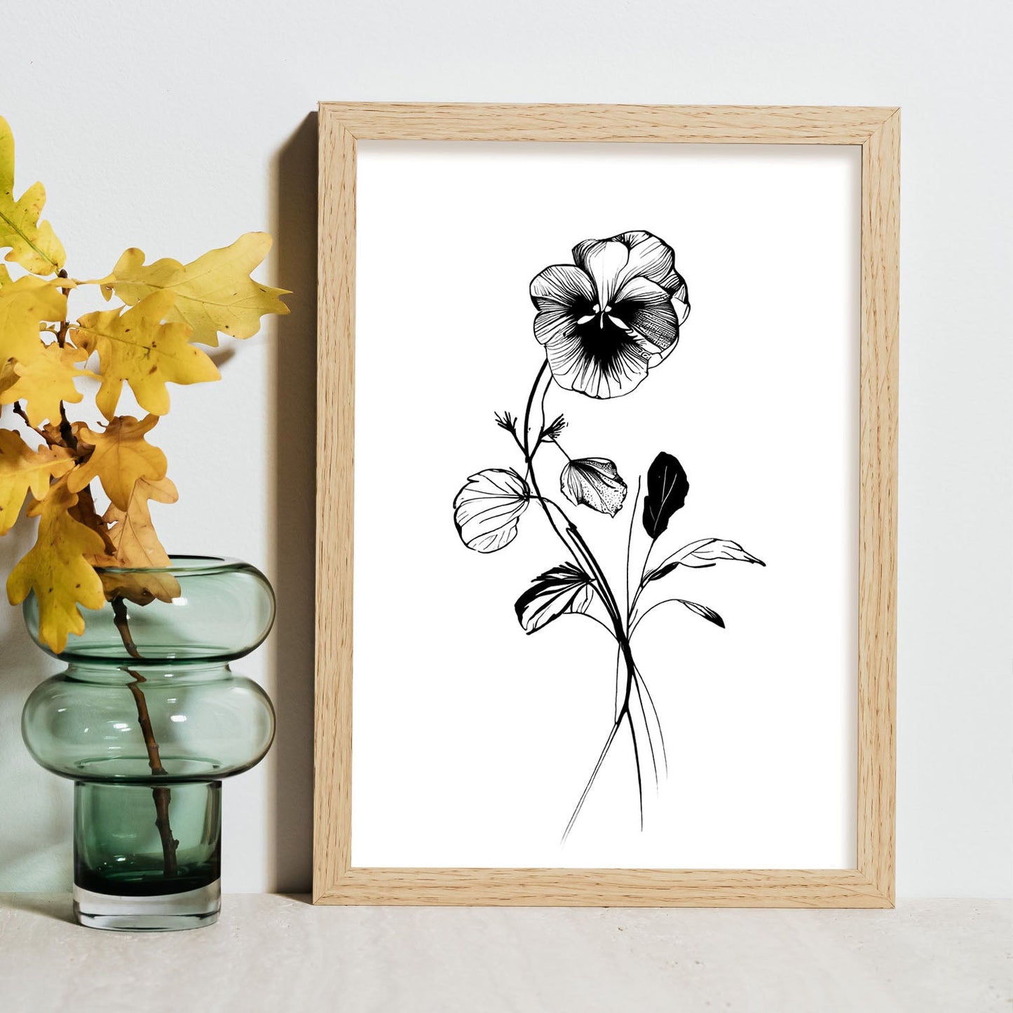 Nacnic Pansy Minimalist Line Art_2. Aesthetic Wall Art Prints for Bedroom or Living Room Design.
