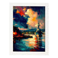 Nacnic Pearl Harbor Honolulu Oahu Hawaii USA Pintura al óleo b. Estampados de arte de pared estético para el diseño de dormitorio o sala de estar.-Artwork-Nacnic-A4-Marco Blanco-Nacnic Estudio SL