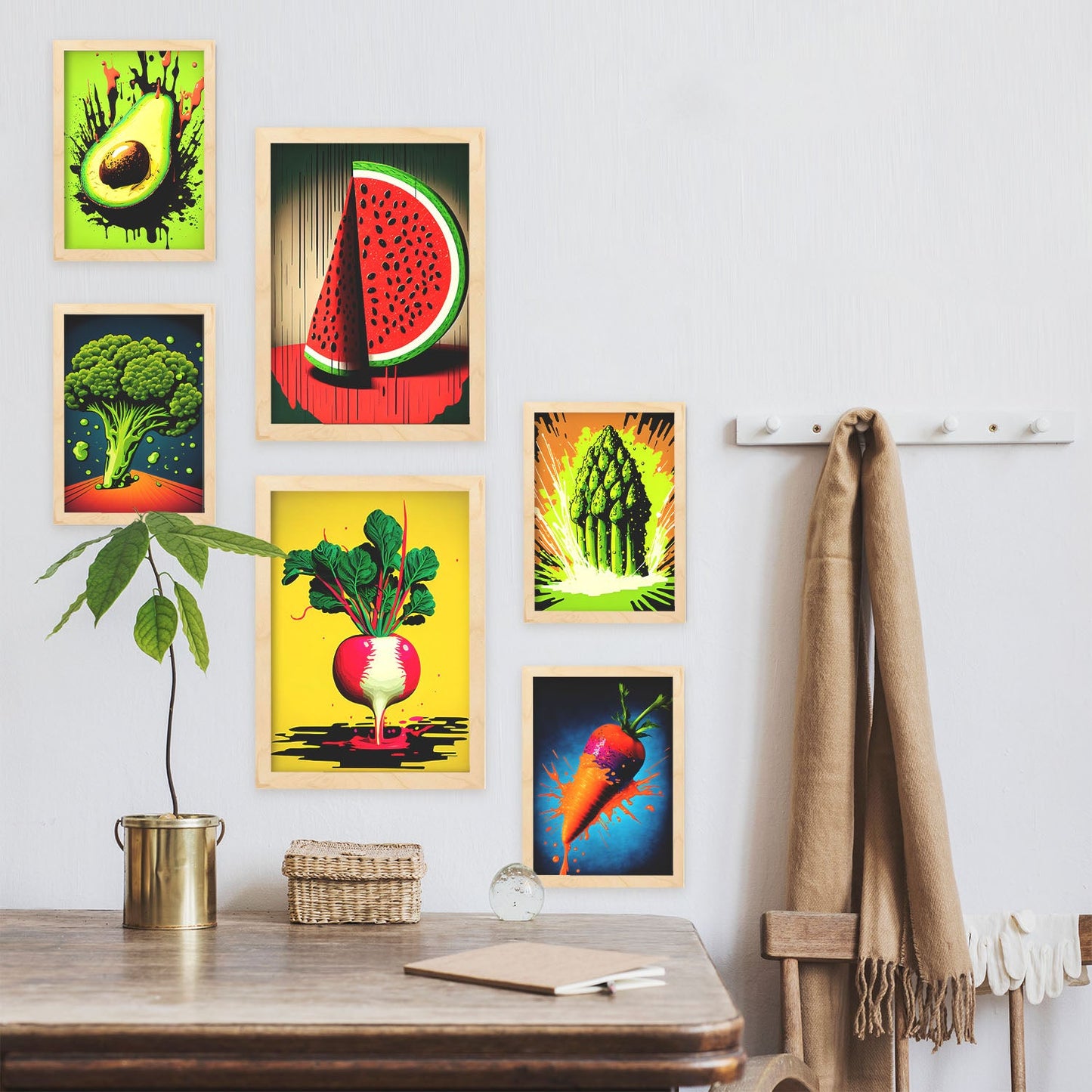 Nacnic Pop Art Vegtables Set_1. Aesthetic Wall Art Prints for Bedroom or Living Room Design.