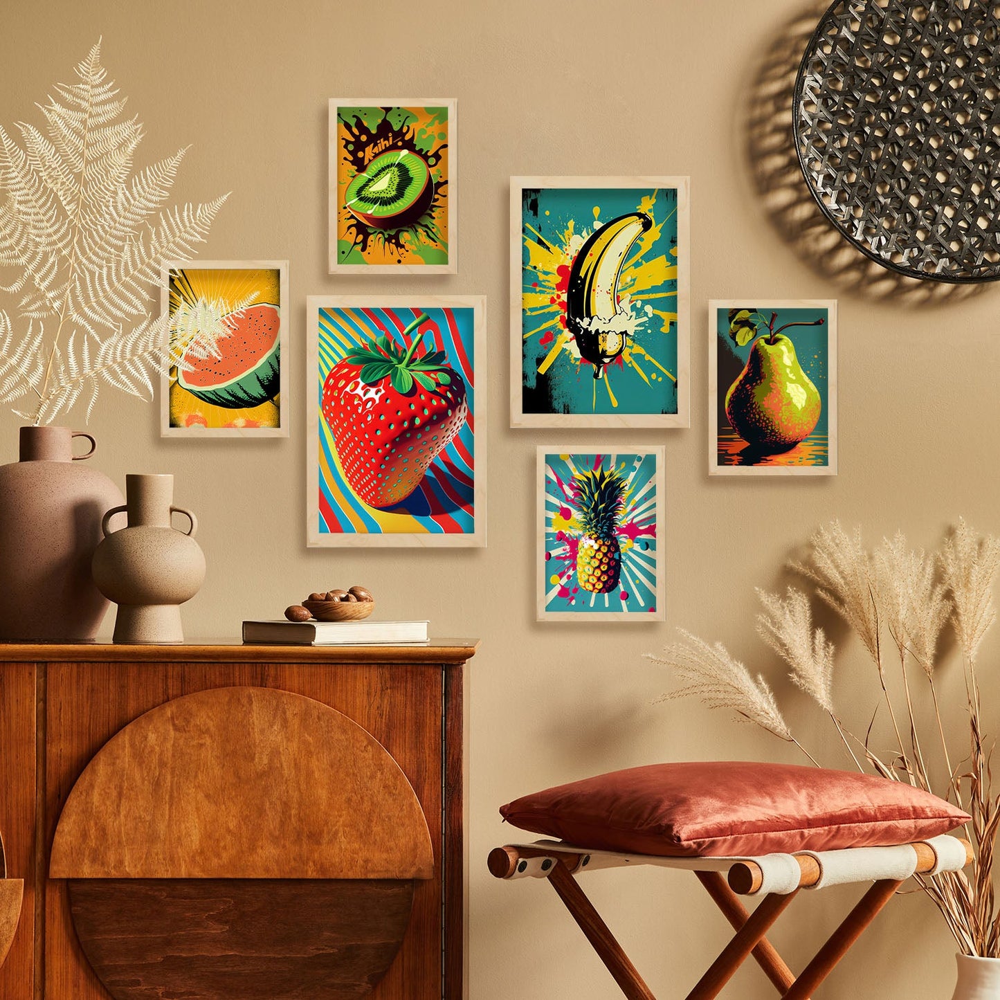 Nacnic Pop Art Vegtables Set_2. Aesthetic Wall Art Prints for Bedroom or Living Room Design.