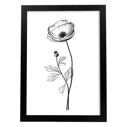 Laminas Nacnic de Arte Minimalista Lineal de Ranúnculo