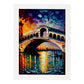 Nacnic Rialto Bridge Venecia Italia Italia Pintura al óleo Pincel Stroke. Estampados de arte de pared estético para el diseño de dormitorio o sala de estar.-Artwork-Nacnic-A4-Marco Blanco-Nacnic Estudio SL