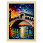 Nacnic Rialto Bridge Venecia Italia Italia Pintura al óleo Pincel Stroke. Estampados de arte de pared estético para el diseño de dormitorio o sala de estar.-Artwork-Nacnic-A4-Marco Madera clara-Nacnic Estudio SL