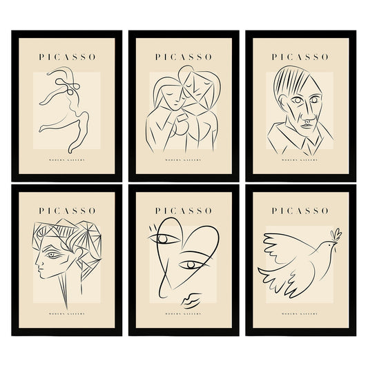 Nacnic Set de 6 Láminas Decorativas Modelo Armonía de Picasso para Interiores