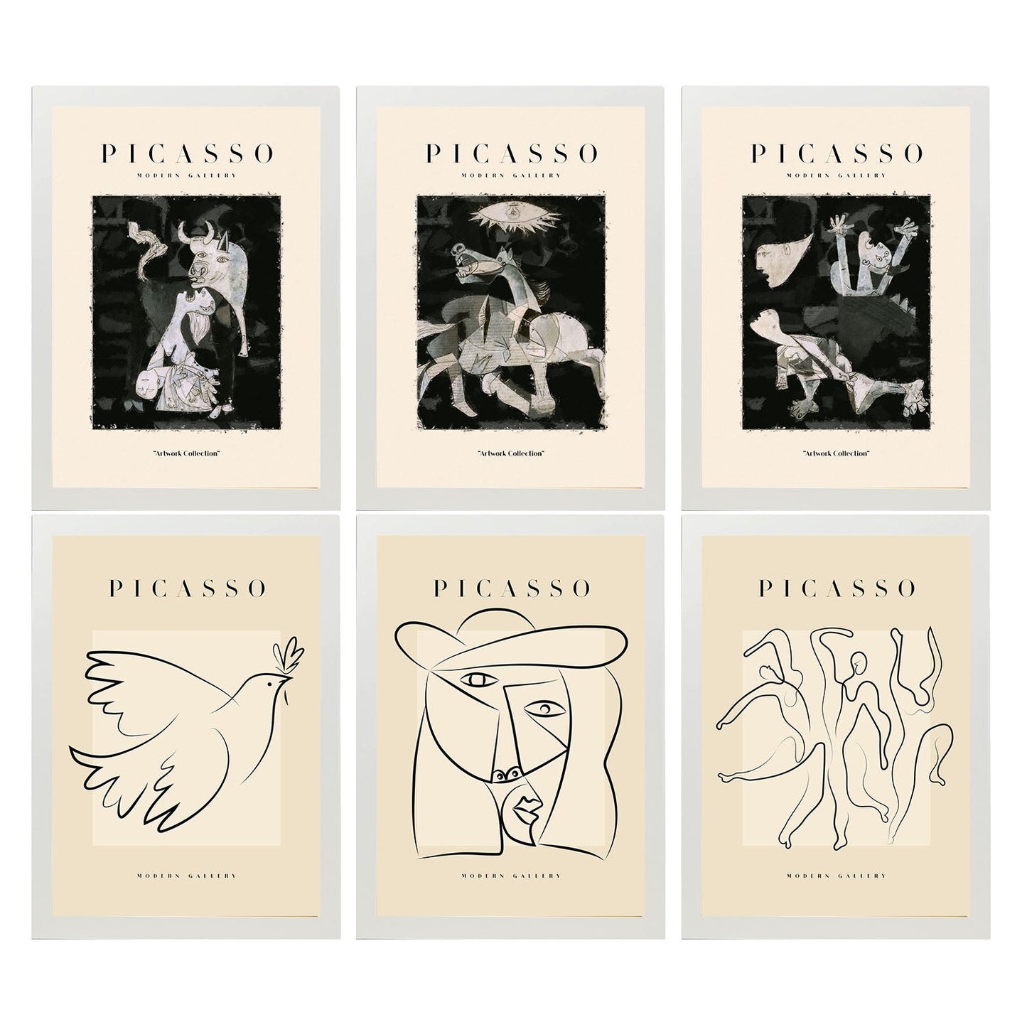 Láminas Decorativas de Picasso Nacnic en Blanco y Negro