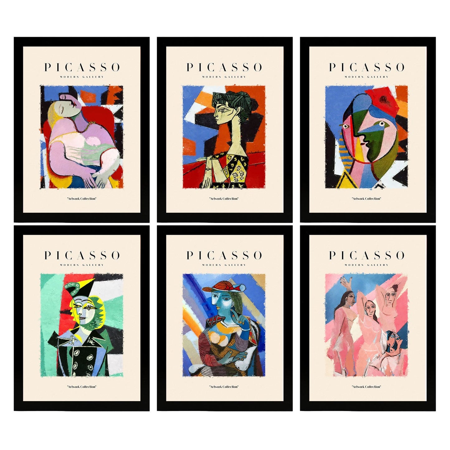 Nacnic Set de 6 Láminas Artísticas de Picasso, Modelo Cuerpos, Estilo Galería de Arte Moderno