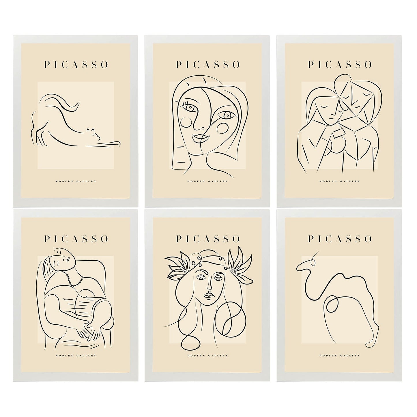 Nacnic Set de 6 Láminas Decorativas de Picasso Modelo Femenino