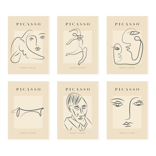 Nacnic Set de 6 Láminas Decorativas Picasso, Colección Miradas, Estilo Galería de Arte Moderno