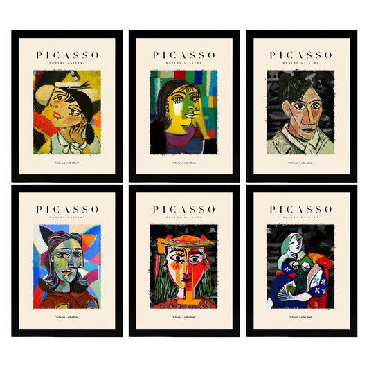 Conjunto de 6 Láminas Decorativas Picasso Modelo Oscuro Nacnic