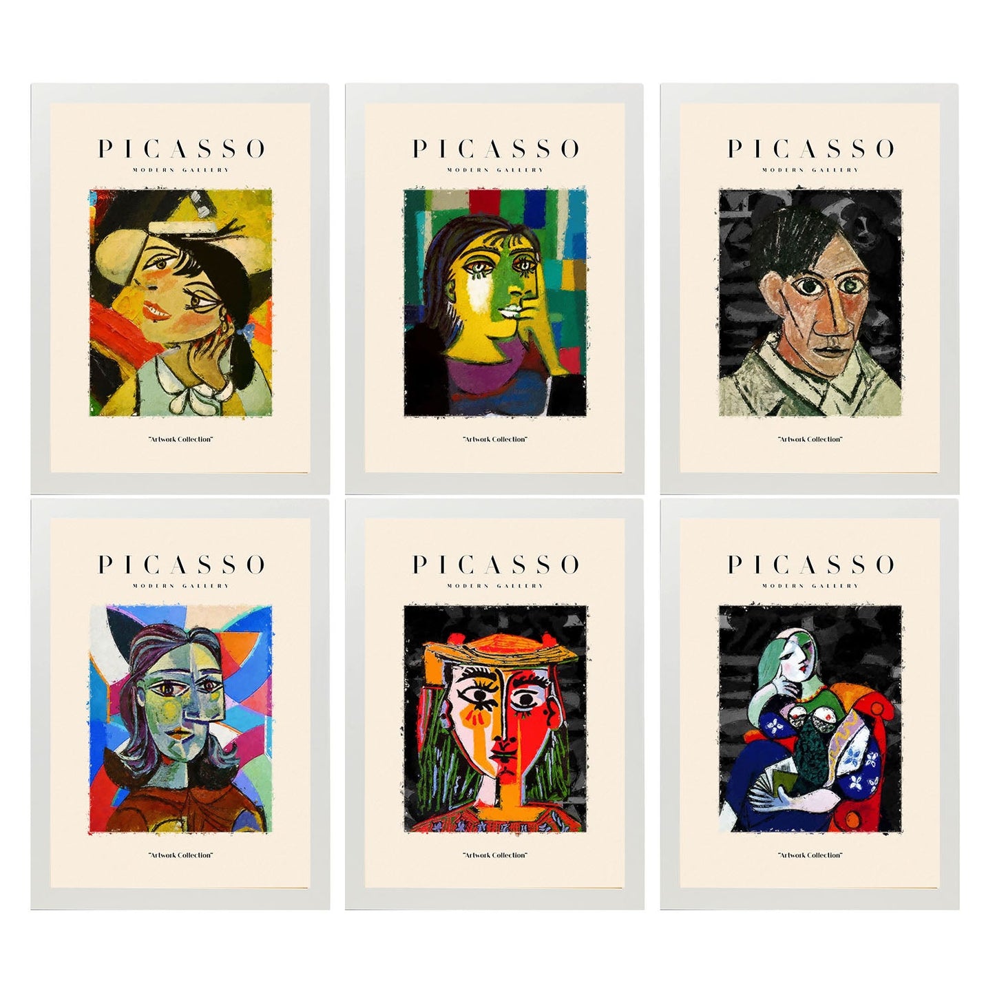 Conjunto de 6 Láminas Decorativas Picasso Modelo Oscuro Nacnic