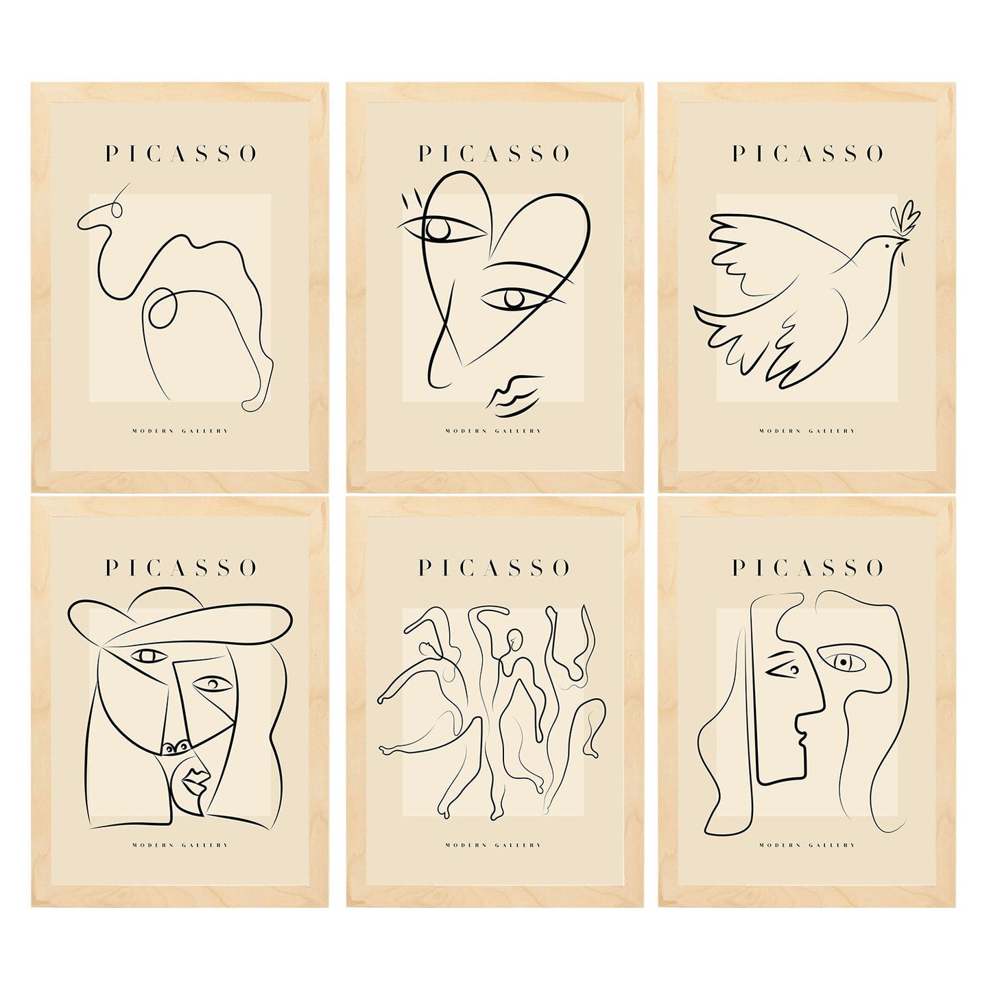 Set de 6 Láminas Decorativas Picasso Modelo Paz de Nacnic