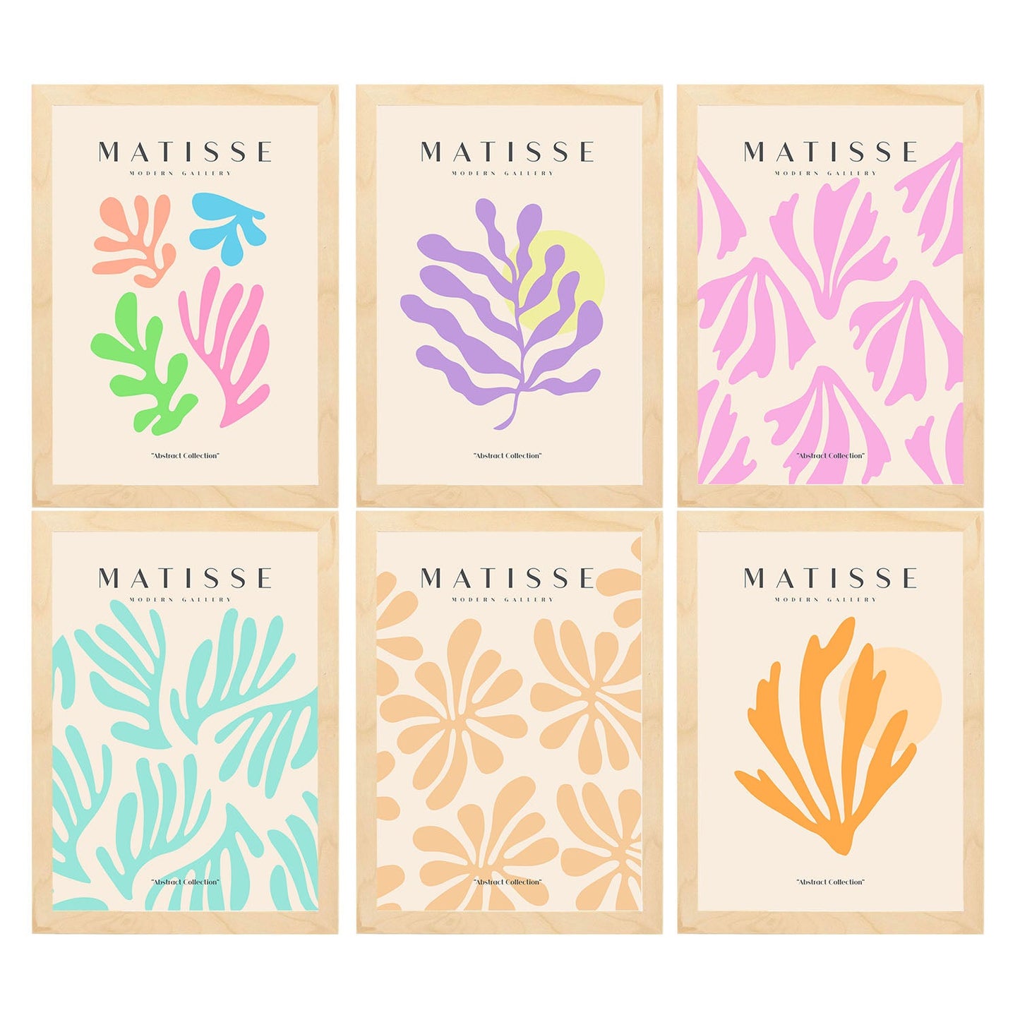 Set de 6 Láminas Artísticas de Matisse en Colores Pastel de Nacnic