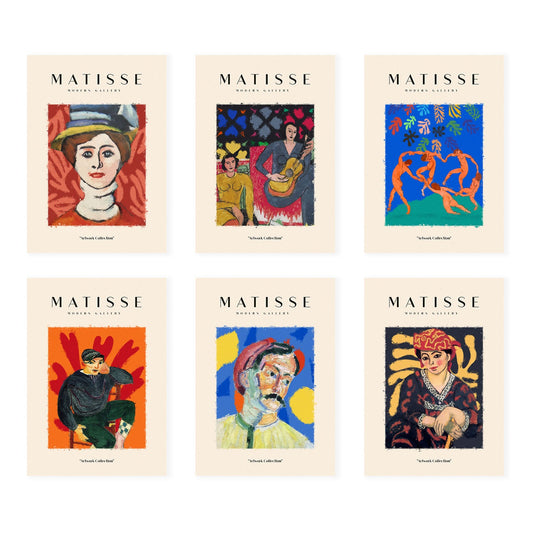 Nacnic Set de 6 Ilustraciones Artísticas de Matisse. Modelo Retratos. Colección de Cuadros Decorativos al estilo Galería de Arte. Diseño Moderno para la Decoración de Interiores.