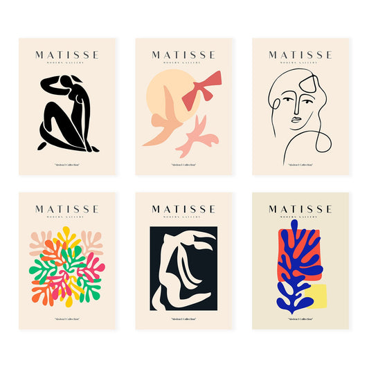 Nacnic Set de 6 Ilustraciones Artísticas de Matisse Modelo Siluetas en Laminas para Decoración de Interiores