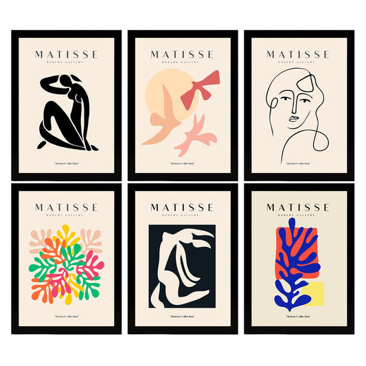 Nacnic Set de 6 Ilustraciones Artísticas de Matisse Modelo Siluetas en Laminas para Decoración de Interiores