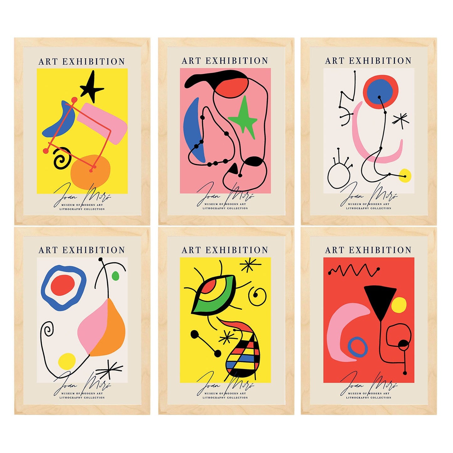 Nacnic Set de 6 Láminas Artísticas de Joan Miró
