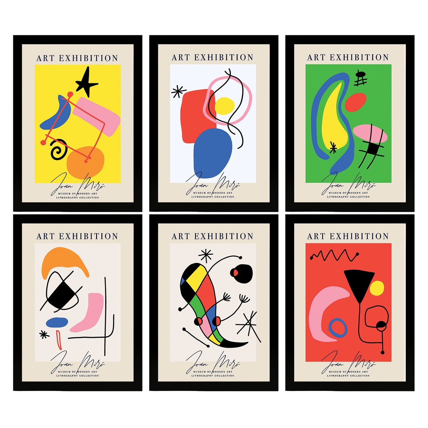 Conjunto de 6 Láminas Artísticas Joan Miró de Nacnic