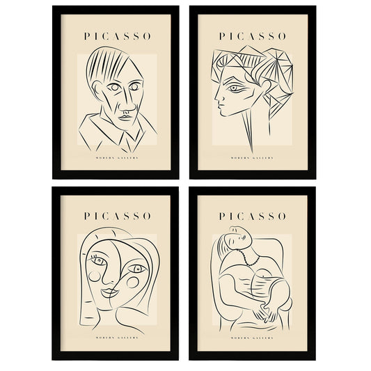 Nacnic Set of 4 Picasso Collection of Line Portrait.-Artwork-Nacnic-Nacnic Estudio SL