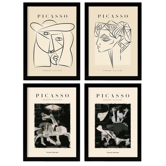Nacnic Set of 4 Picasso Collection of Noir Expression.-Artwork-Nacnic-Nacnic Estudio SL