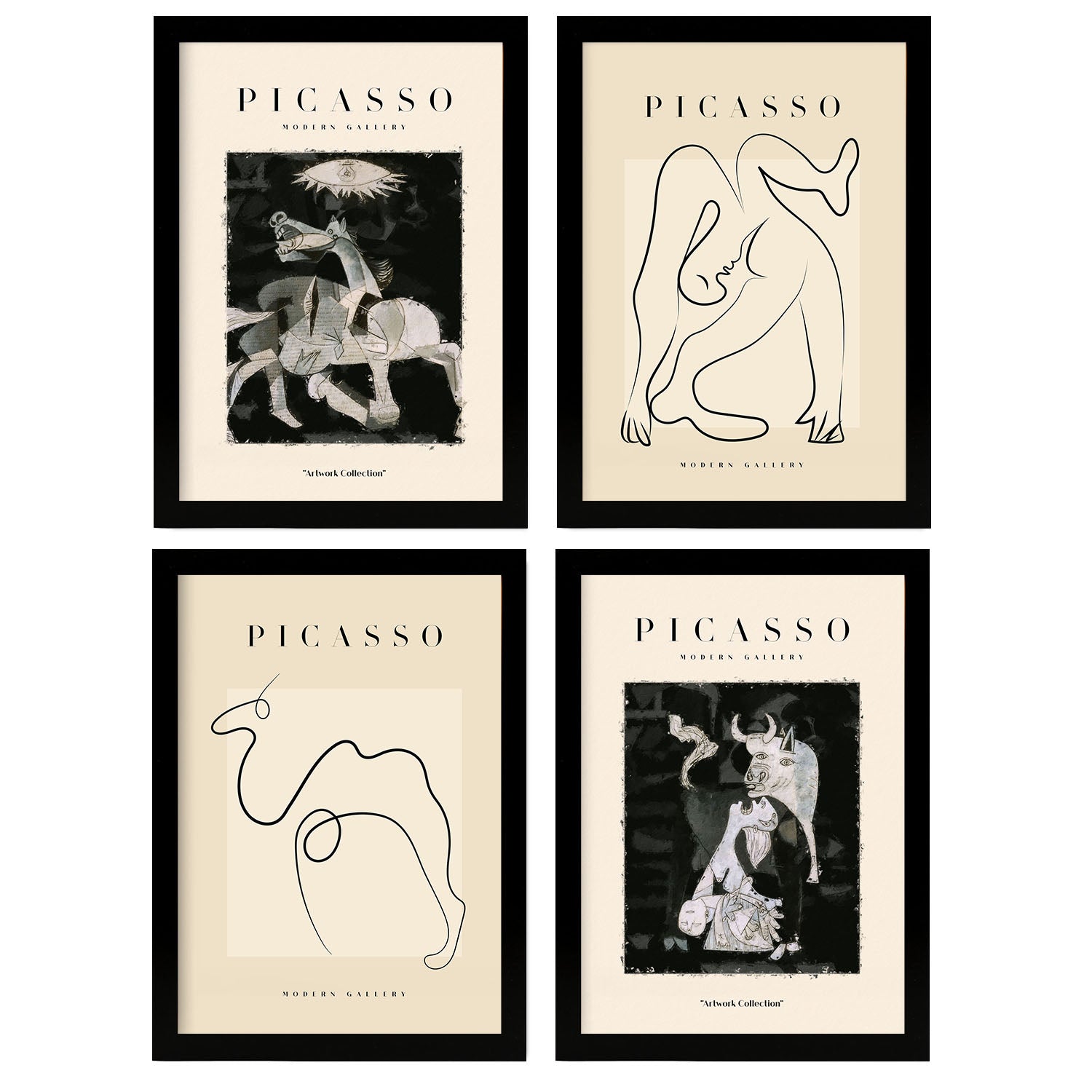 Nacnic Set of 4 Picasso Collection of Noir Sadness.-Artwork-Nacnic-Nacnic Estudio SL