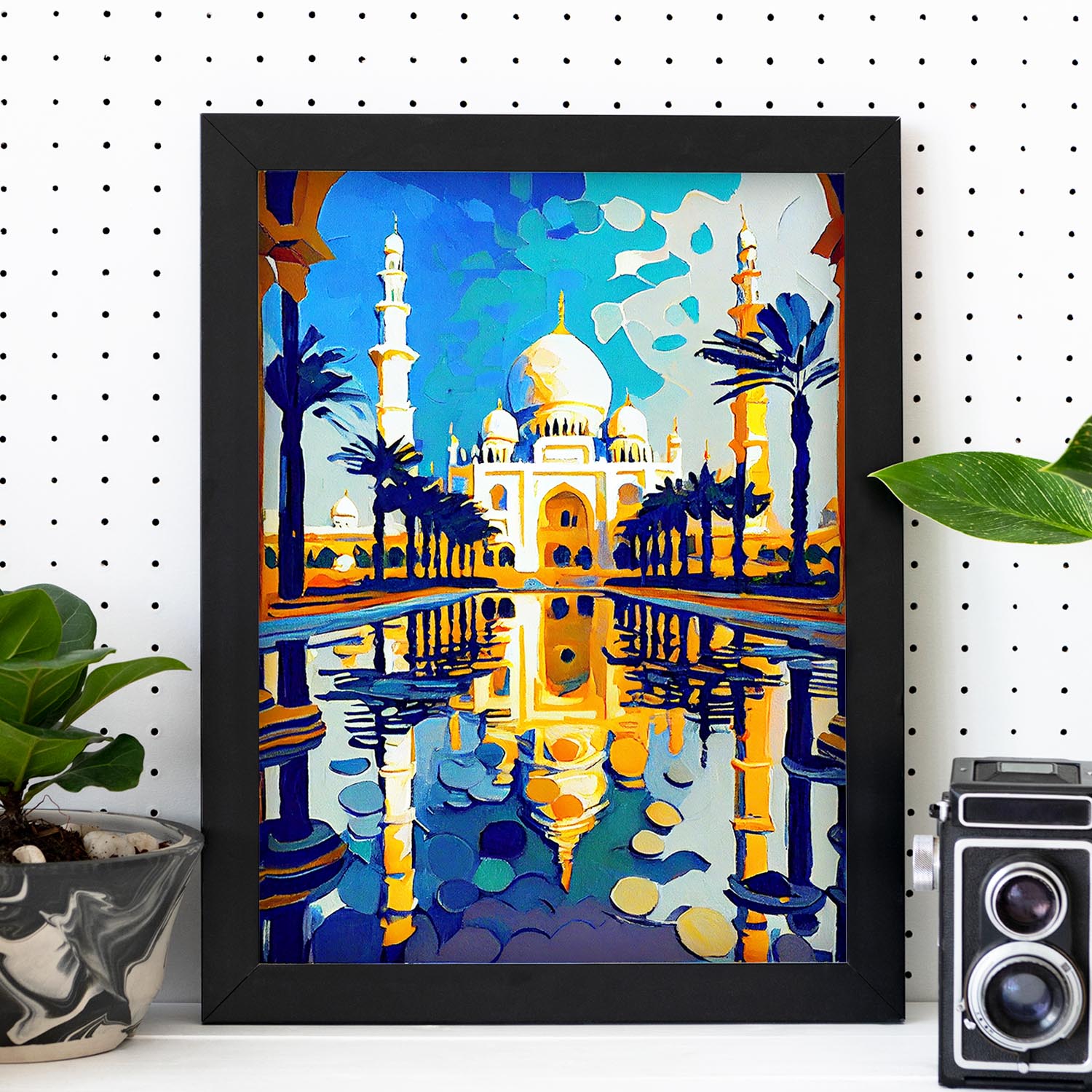 Nacnic Sheikh Zayed Gran Mezquita Abu Dhabi Pintura al óleo. Estampados de arte de pared estético para el diseño de dormitorio o sala de estar.-Artwork-Nacnic-Nacnic Estudio SL