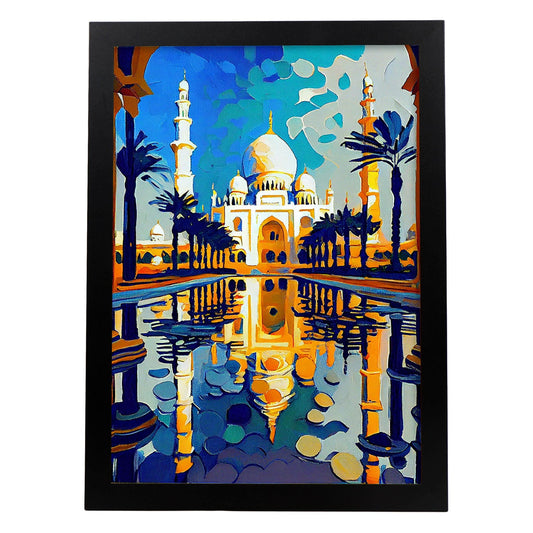 Nacnic Sheikh Zayed Gran Mezquita Abu Dhabi Pintura al óleo. Estampados de arte de pared estético para el diseño de dormitorio o sala de estar.-Artwork-Nacnic-A4-Sin marco-Nacnic Estudio SL