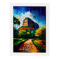 Nacnic Sigiriya Rock Fortress Dambulla Sri Lanka Oil Painti. Estampados de arte de pared estético para el diseño de dormitorio o sala de estar.-Artwork-Nacnic-A4-Marco Blanco-Nacnic Estudio SL