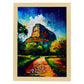 Nacnic Sigiriya Rock Fortress Dambulla Sri Lanka Oil Painti. Estampados de arte de pared estético para el diseño de dormitorio o sala de estar.-Artwork-Nacnic-A4-Marco Madera clara-Nacnic Estudio SL
