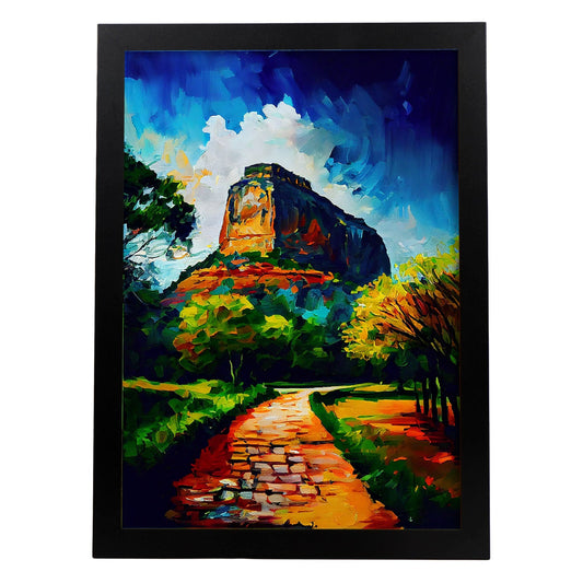 Nacnic Sigiriya Rock Fortress Dambulla Sri Lanka Oil Painti. Estampados de arte de pared estético para el diseño de dormitorio o sala de estar.-Artwork-Nacnic-A4-Sin marco-Nacnic Estudio SL