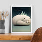 Nacnic Sleeping Fluffy Arctic Fox Precisionism. Estampados de arte de pared estético para el diseño de dormitorio o sala de estar.-Artwork-Nacnic-Nacnic Estudio SL