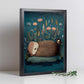 Nacnic Sleeping Fluffy Otter Precisionism Style. Estampados de arte de pared estético para el diseño de dormitorio o sala de estar.-Artwork-Nacnic-Nacnic Estudio SL