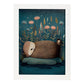 Nacnic Sleeping Fluffy Otter Precisionism Style. Estampados de arte de pared estético para el diseño de dormitorio o sala de estar.-Artwork-Nacnic-A4-Marco Blanco-Nacnic Estudio SL