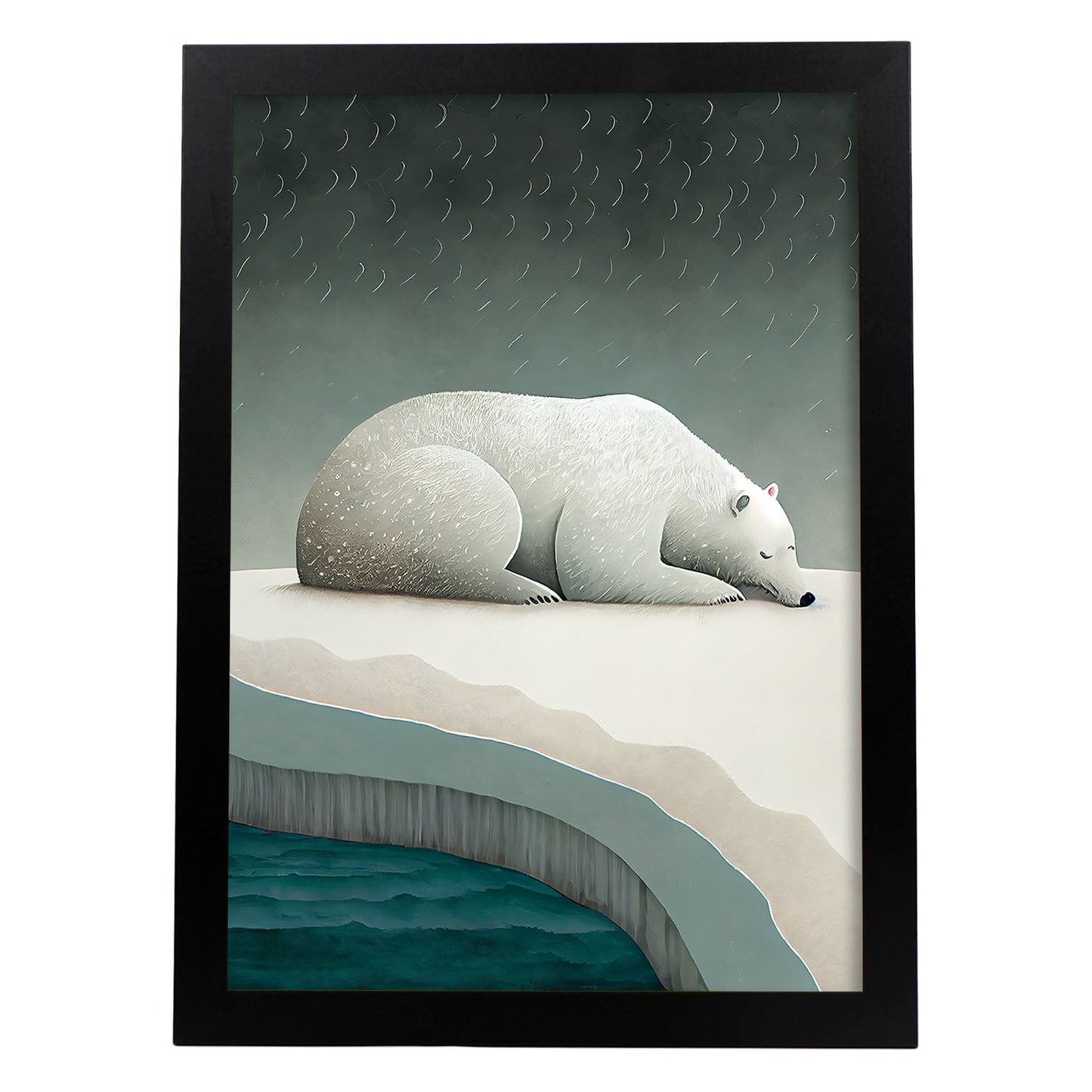 Nacnic Sleeping Fluffy Polar Bear Precisionism. Estampados de arte de pared estético para el diseño de dormitorio o sala de estar.-Artwork-Nacnic-A4-Sin marco-Nacnic Estudio SL