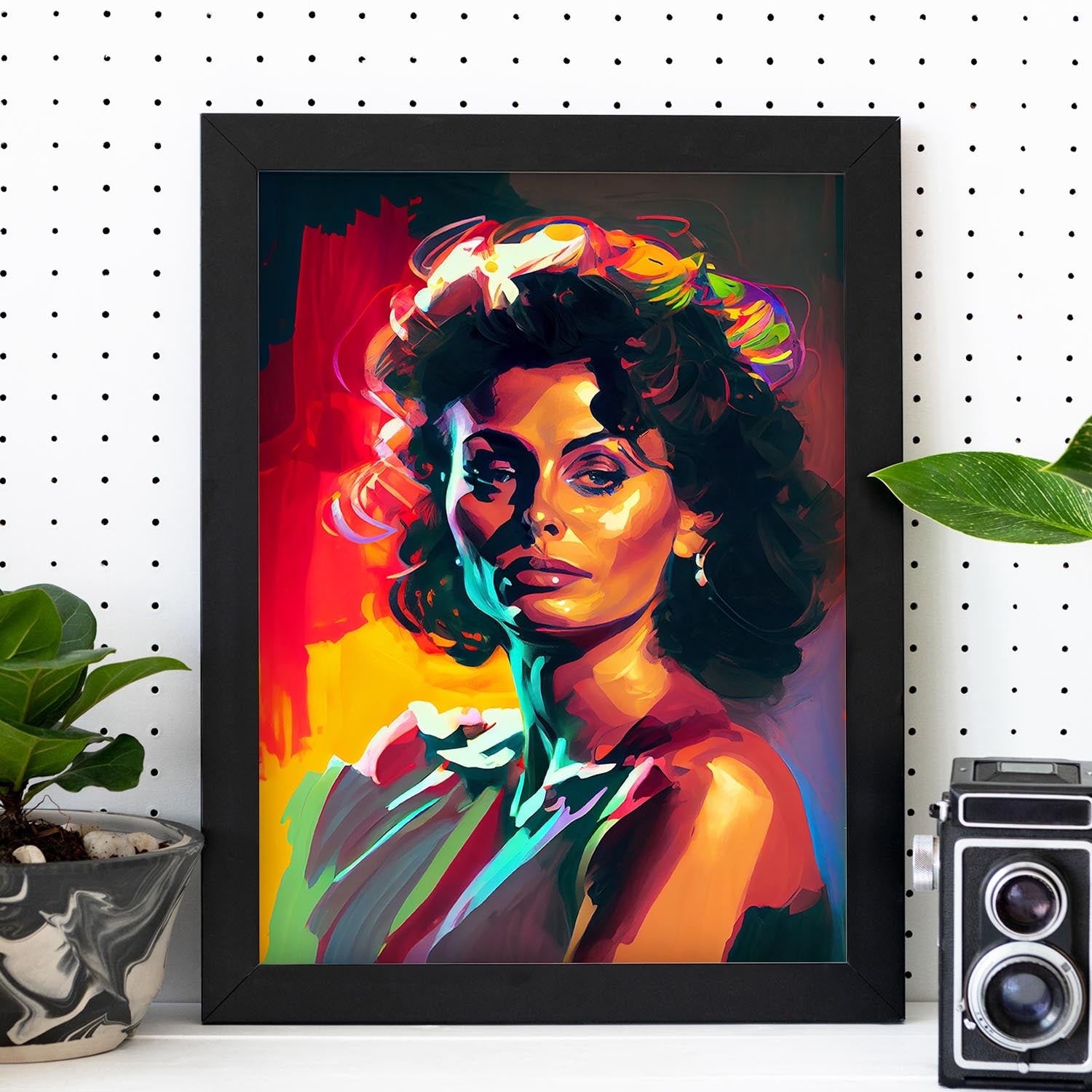 Nacnic Sophia Loren Poniéndose prefume Pixar Style Dynamic. Estampados de arte de pared estético para el diseño de dormitorio o sala de estar.-Artwork-Nacnic-Nacnic Estudio SL