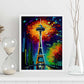 Nacnic Space Needle Seattle Washington USA Pintura al óleo Bru. Estampados de arte de pared estético para el diseño de dormitorio o sala de estar.-Artwork-Nacnic-Nacnic Estudio SL