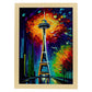 Nacnic Space Needle Seattle Washington USA Pintura al óleo Bru. Estampados de arte de pared estético para el diseño de dormitorio o sala de estar.-Artwork-Nacnic-A4-Marco Madera clara-Nacnic Estudio SL