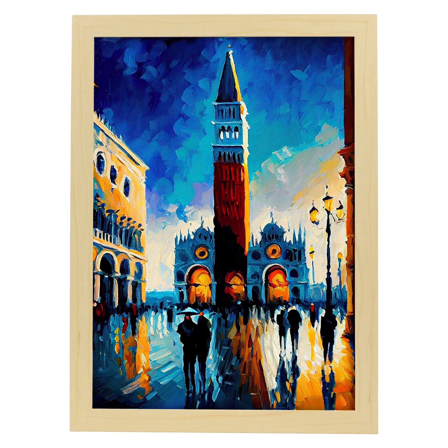 Nacnic St. Marks cuadrado Venecia Venecia Italia Pintura al óleo Str.-Artwork-Nacnic-A4-Marco Madera clara-Nacnic Estudio SL