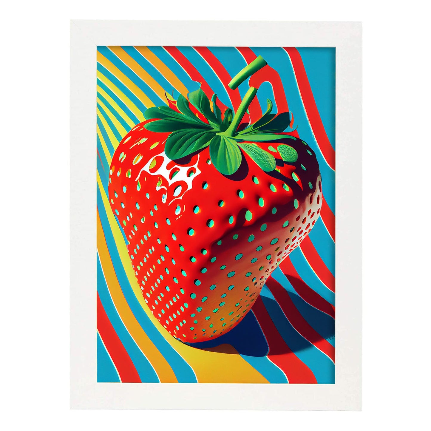 Nacnic Strawberry Pop Art. Aesthetic Wall Art Prints for Bedroom or Living Room Design.