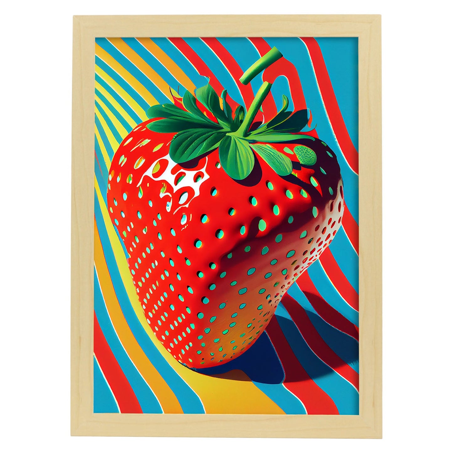 Nacnic Strawberry Pop Art. Aesthetic Wall Art Prints for Bedroom or Living Room Design.