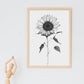 Lámina Nacnic de Girasol en Arte Lineal Minimalista